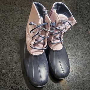 Sperry Pink and Blue Saltwater Zipper Boot Girls Size 5M